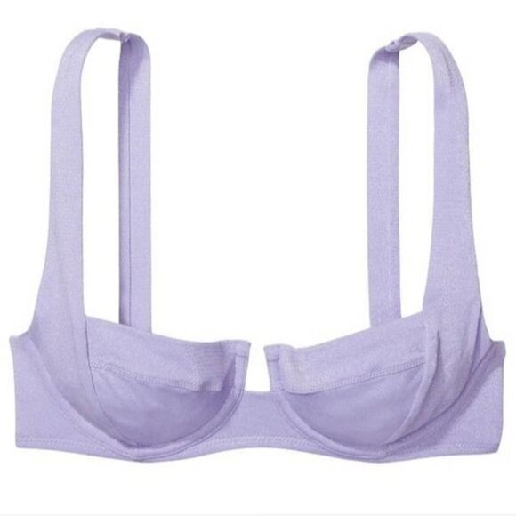 RARE❤️🔥Victoria Secret bikini top lace up tie in back Luxe Lavender - Picture 1 of 4